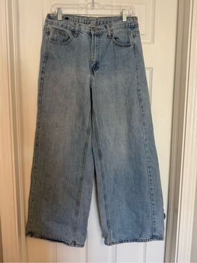J. Galt Brandy Melville Low Rise Baggy Wide Leg Jeans Adjustable Waist SMALL